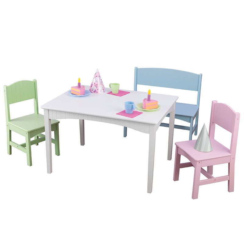 KidKraft Nantucket Table with Bench and 2 Chairs Pastel