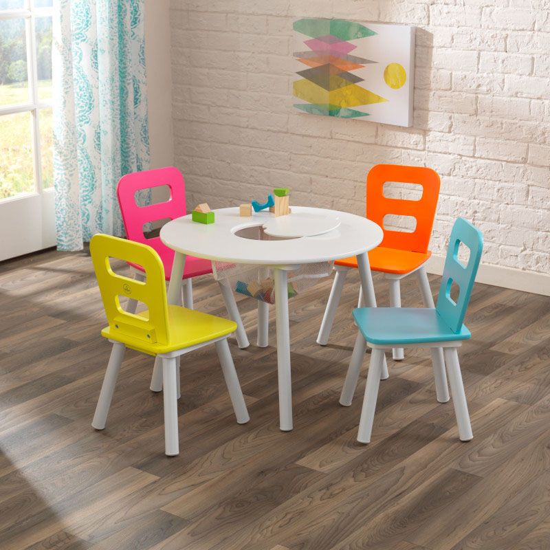 KidKraft Round Storage Table and Chair Set Brights