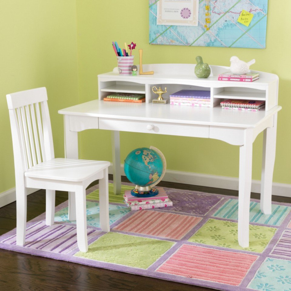 KidKraft Avalon Desk With Hutch White