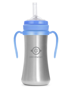 Grosmimi STAINLESS Straw CUP 200ml (Sky blue) - All-Star Learning Inc. - Proudly Canadian