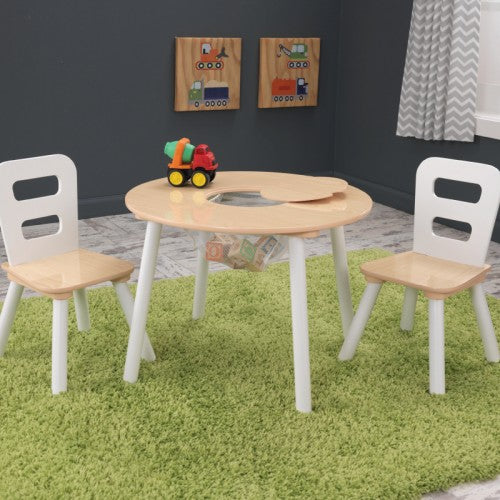 KidKraft Round Storage Table & Chair Set Natural & White