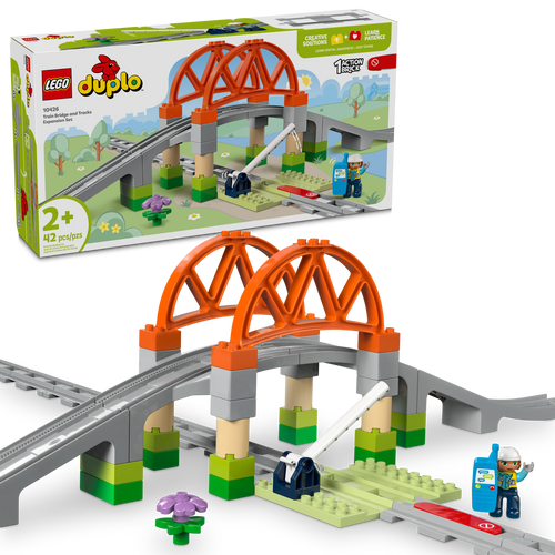 LEGO® DUPLO® Town Train Bridge and Tracks Expansion Set Creative Toy for Toddlers 10426