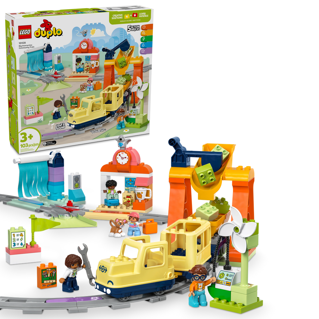 LEGO® DUPLO® Town Big Interactive Community Train Set for Toddlers, Creative Building Toy 10428