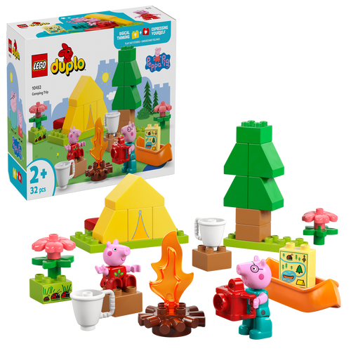 LEGO® DUPLO® Peppa Pig Camping Trip Building Playset, Tent and Canoe Toy for Creative Play 10452