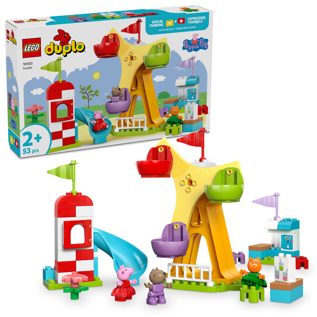 LEGO® DUPLO® Peppa Pig Funfair Pretend-Play Amusement Park, Toddler Toy Building Set 10453