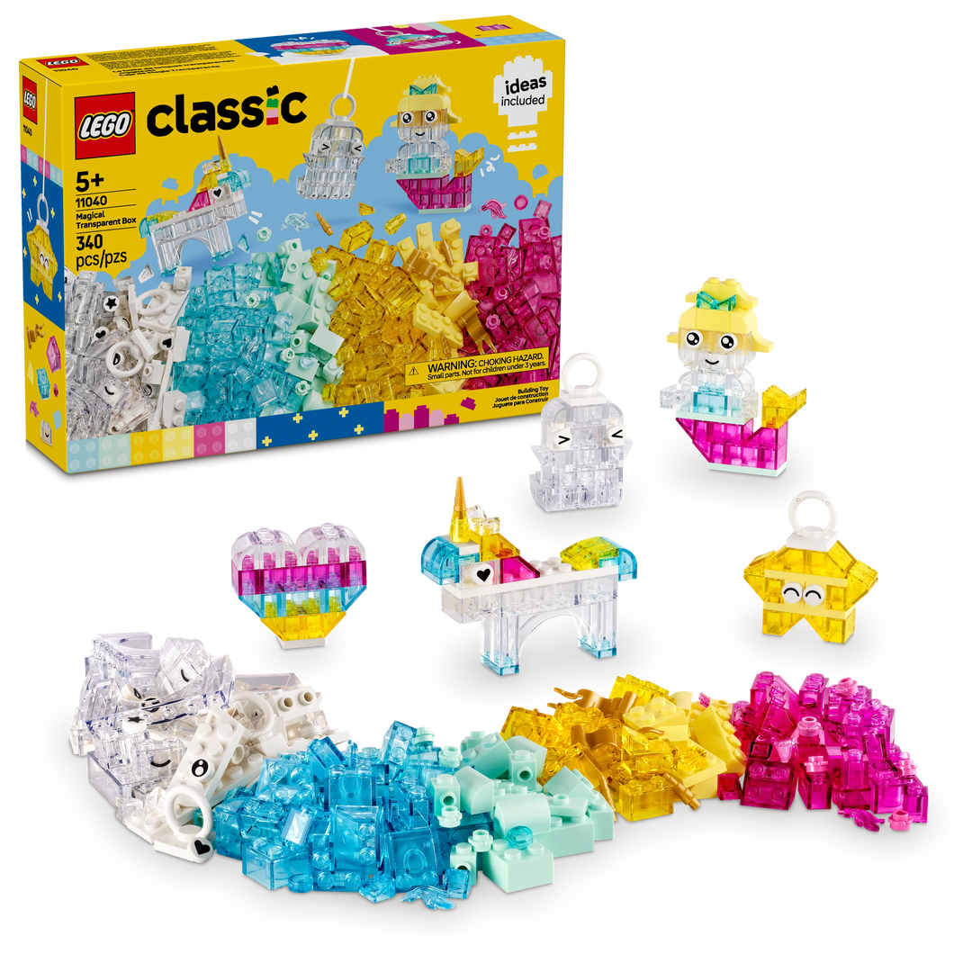 LEGO® Classic Magical Transparent Box, Colorful Building Bricks Toy for Creative Play 11040