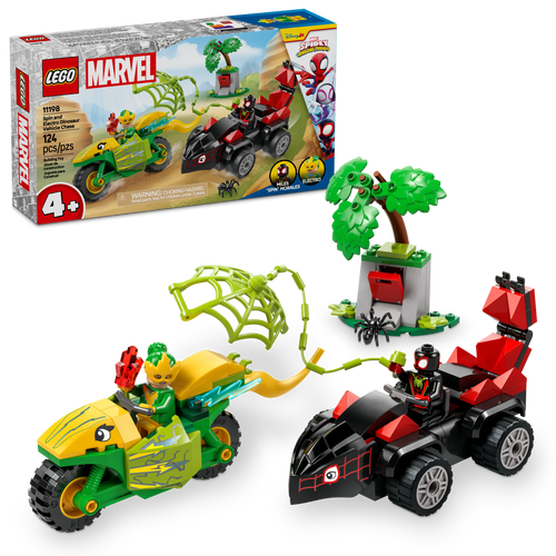 LEGO® Marvel Spidey And His Amazing Friends Spin and Electro Dinosaur Vehicle Chase Build Kit 11198