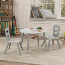 KidKraft Round Storage Table & 2 Chair Set - Gray & White