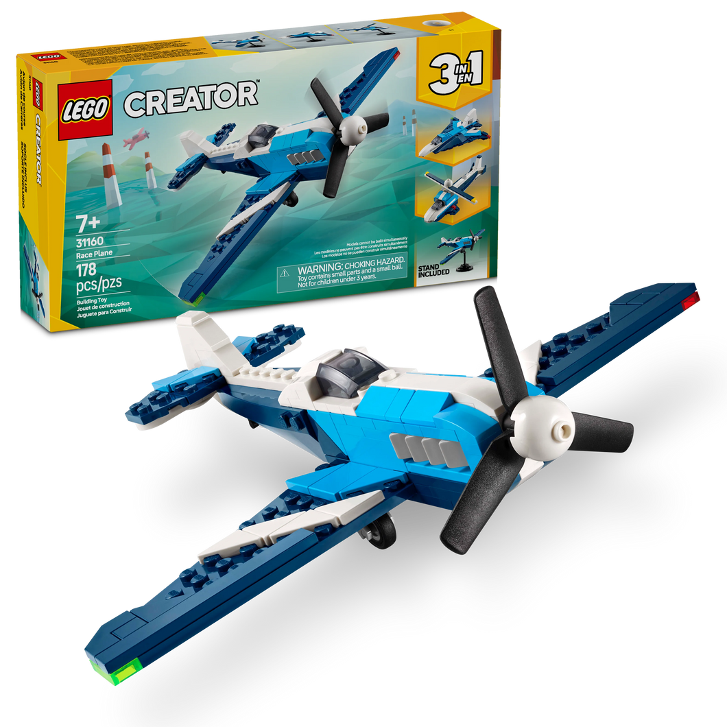LEGO® Creator 3in1 Aircraft: Race Plane Toy, Transforms into a Jet or a Helicopter Model 31160