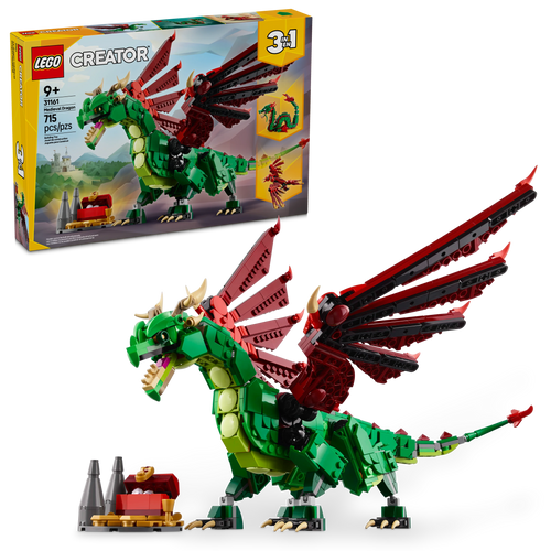 LEGO® Creator 3in1 Medieval Dragon Creature Toy, Transforms into a Sea Serpent or a Phoenix 31161