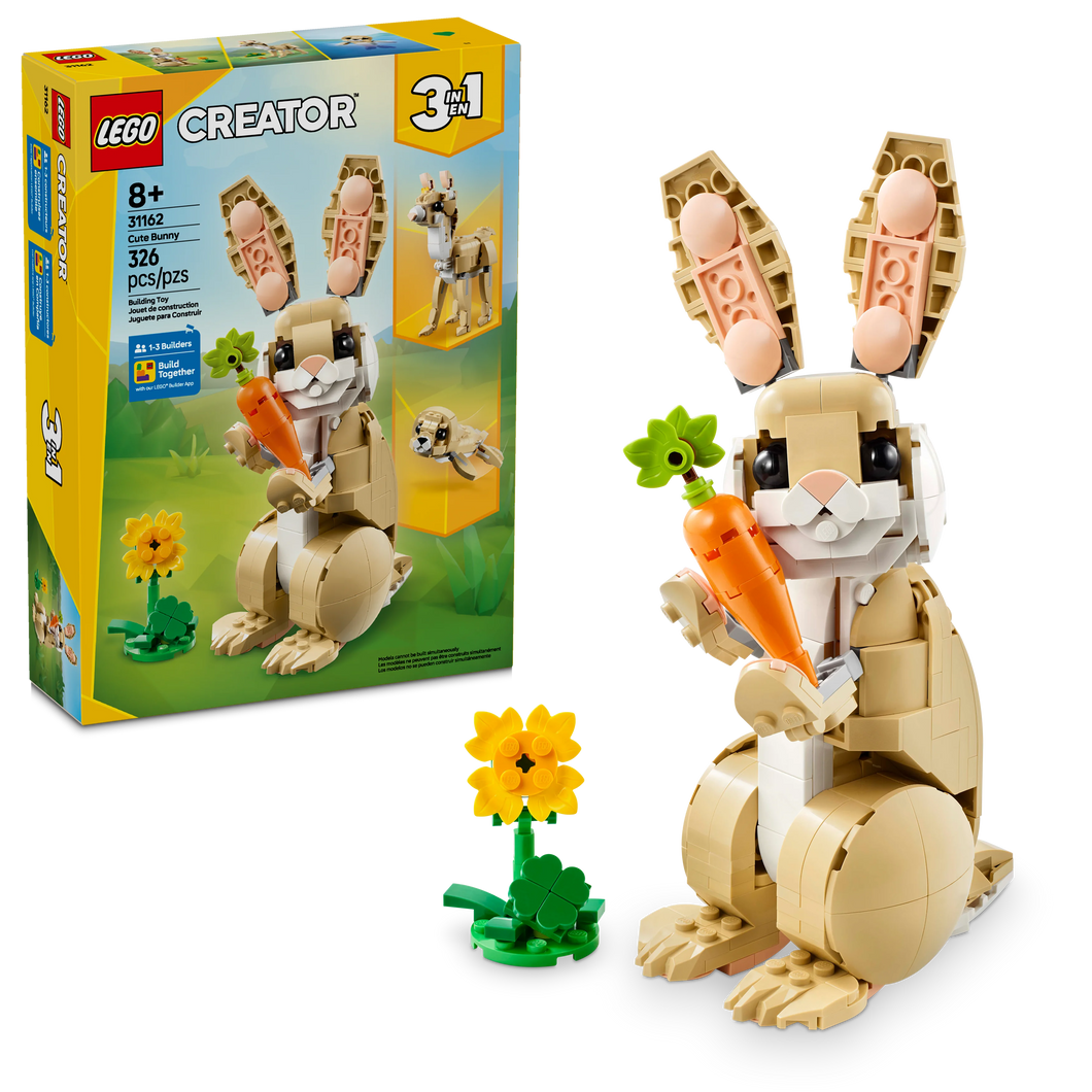 LEGO® Creator 3in1 Cute Bunny Animal Playset, Transforms into a Llama Toy or Seal Figure 31162