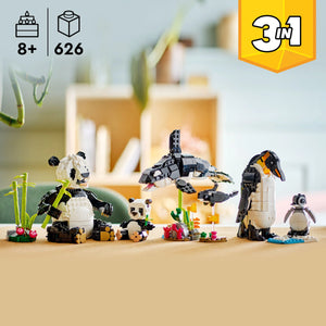 LEGO® Creator 3in1 Wild Animals: Panda Family, Playset Transforms into an Orca or Penguin Set 31165