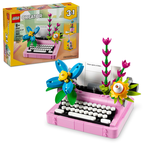 LEGO® Creator 3in1 Typewriter with Flowers Toy Playset, Transforms into a Keytar or a Flowerpot 31169