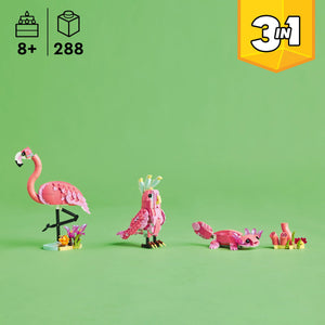 LEGO® Creator 3in1 Wild Animals: Pink Flamingo Animal Toy, Turns Into a Cockatoo or an Axolotl 31170