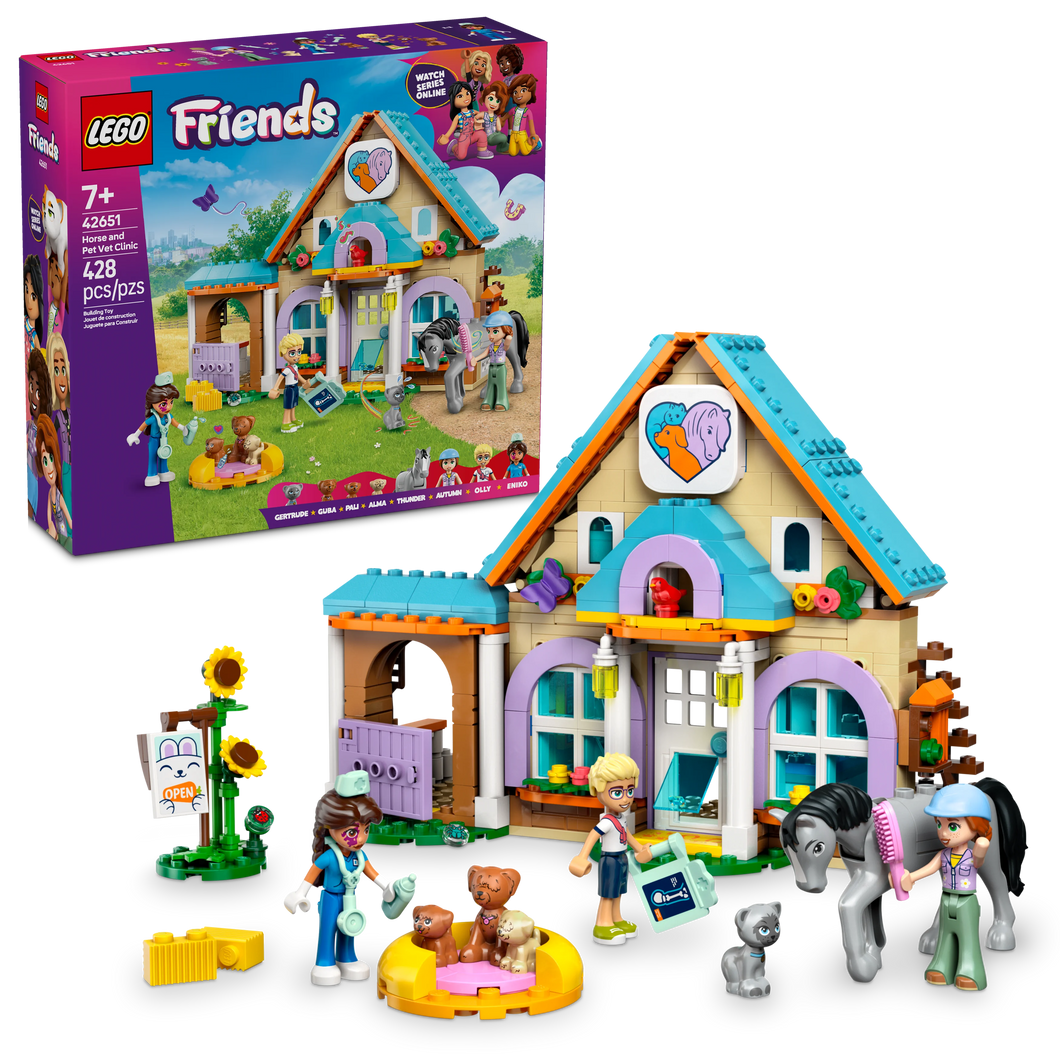 LEGO® Friends Horse and Pet Vet Clinic Pretend-Play Toy with 3 Minidolls and 5 Animal Figures 42651