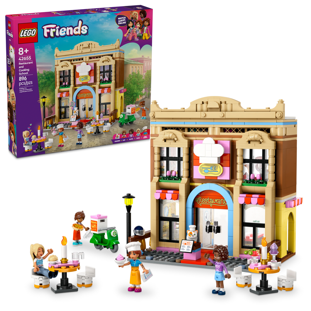 LEGO® Friends Restaurant and Cooking School Pretend-Play Role-Play Toy Building Kit 42655