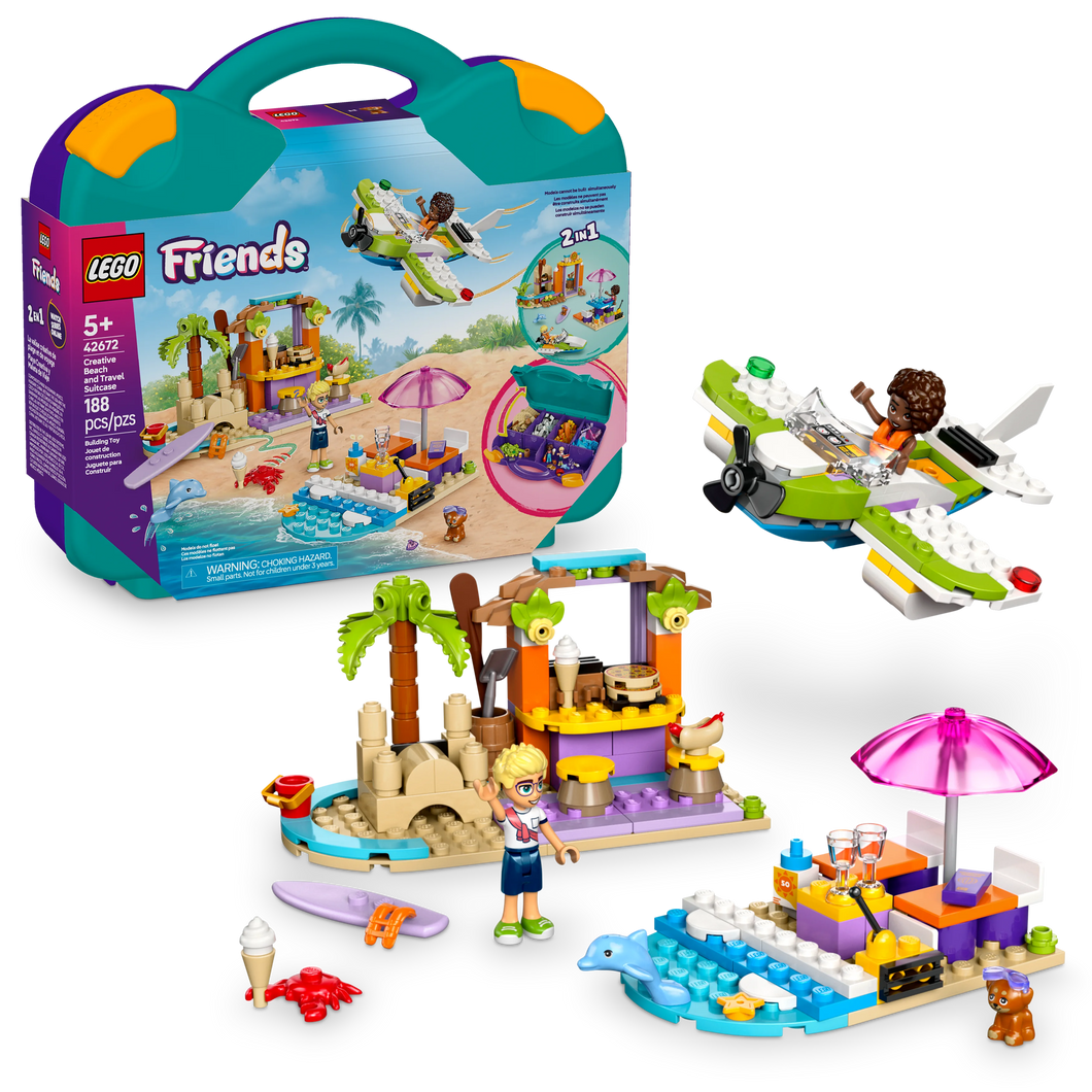 LEGO® Friends Creative Beach and Travel Suitcase Buildable Toy, Pretend-Play Set for Role Play 42672