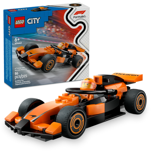 LEGO® City F1® Driver with McLaren Race Car Mini Vehicle Toy Building Set for Kids 60442