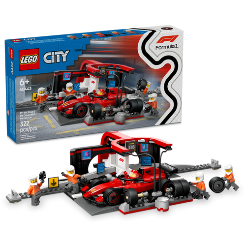LEGO® City F1® Pit Stop & Pit Crew with Ferrari Car Model Racing Vehicle Toy 60443