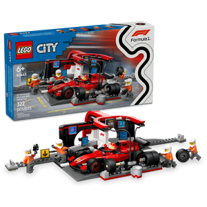 LEGO® City F1® Pit Stop & Pit Crew with Ferrari Car Model Racing Vehicle Toy 60443