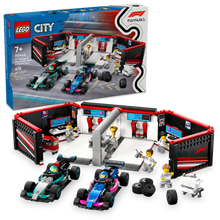 LEGO® City F1® Garage & Mercedes-AMG & Alpine Cars Toy Playset with 2 Race Vehicles 60444