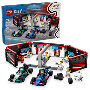 LEGO® City F1® Garage & Mercedes-AMG & Alpine Cars Toy Playset with 2 Race Vehicles 60444