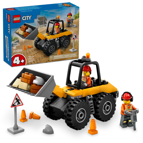 LEGO® City Yellow Construction Wheel Loader Buildable Vehicle Set for Kids Aged 4 Years and up 60450