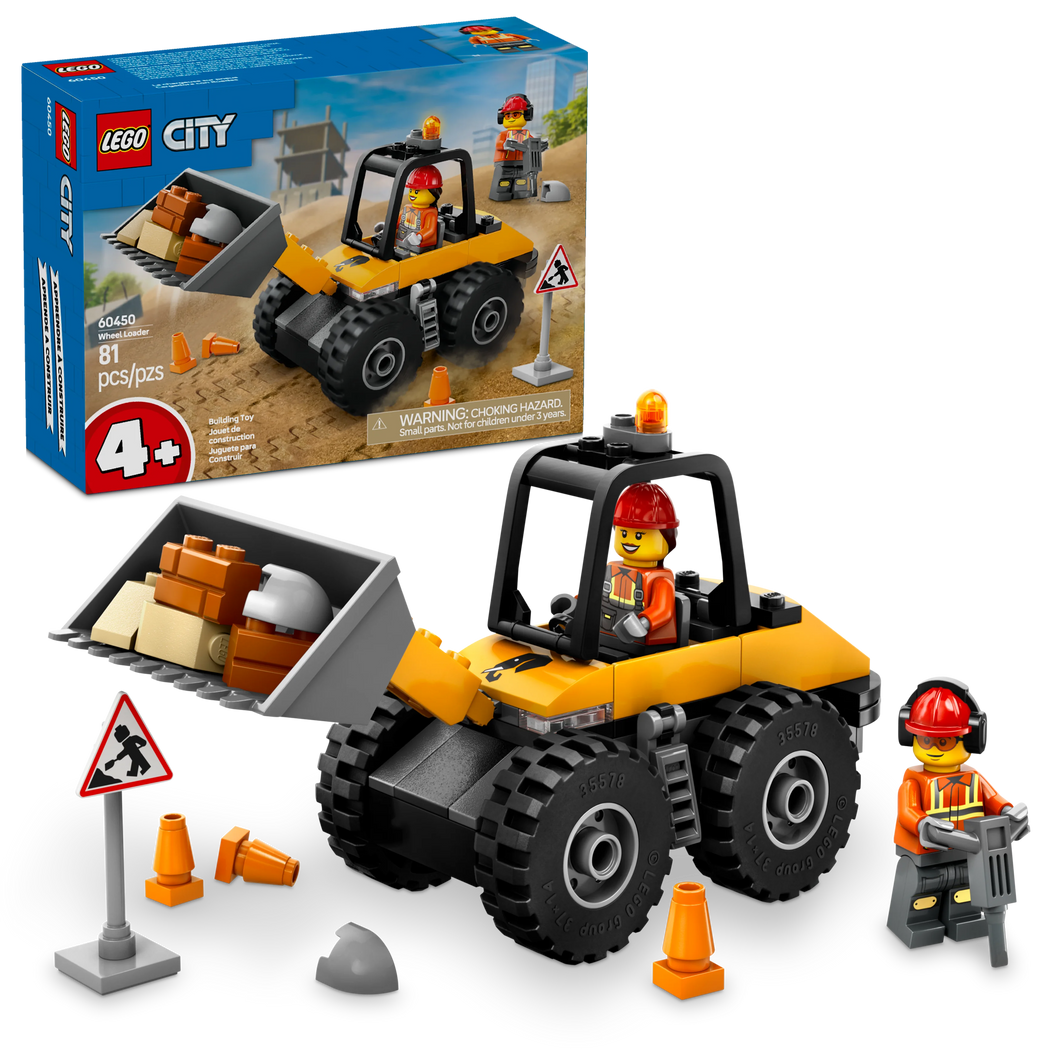 LEGO® City Yellow Construction Wheel Loader Buildable Vehicle Set for Kids Aged 4 Years and up 60450