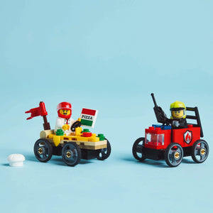 LEGO® City Pizza vs. Fire Truck Race Car Pack Toy Soapbox Racing Set for Ages 5 and up 60458