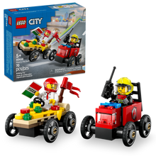 LEGO® City Pizza vs. Fire Truck Race Car Pack Toy Soapbox Racing Set for Ages 5 and up 60458