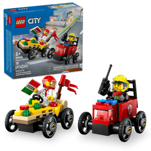 LEGO® City Pizza vs. Fire Truck Race Car Pack Toy Soapbox Racing Set for Ages 5 and up 60458