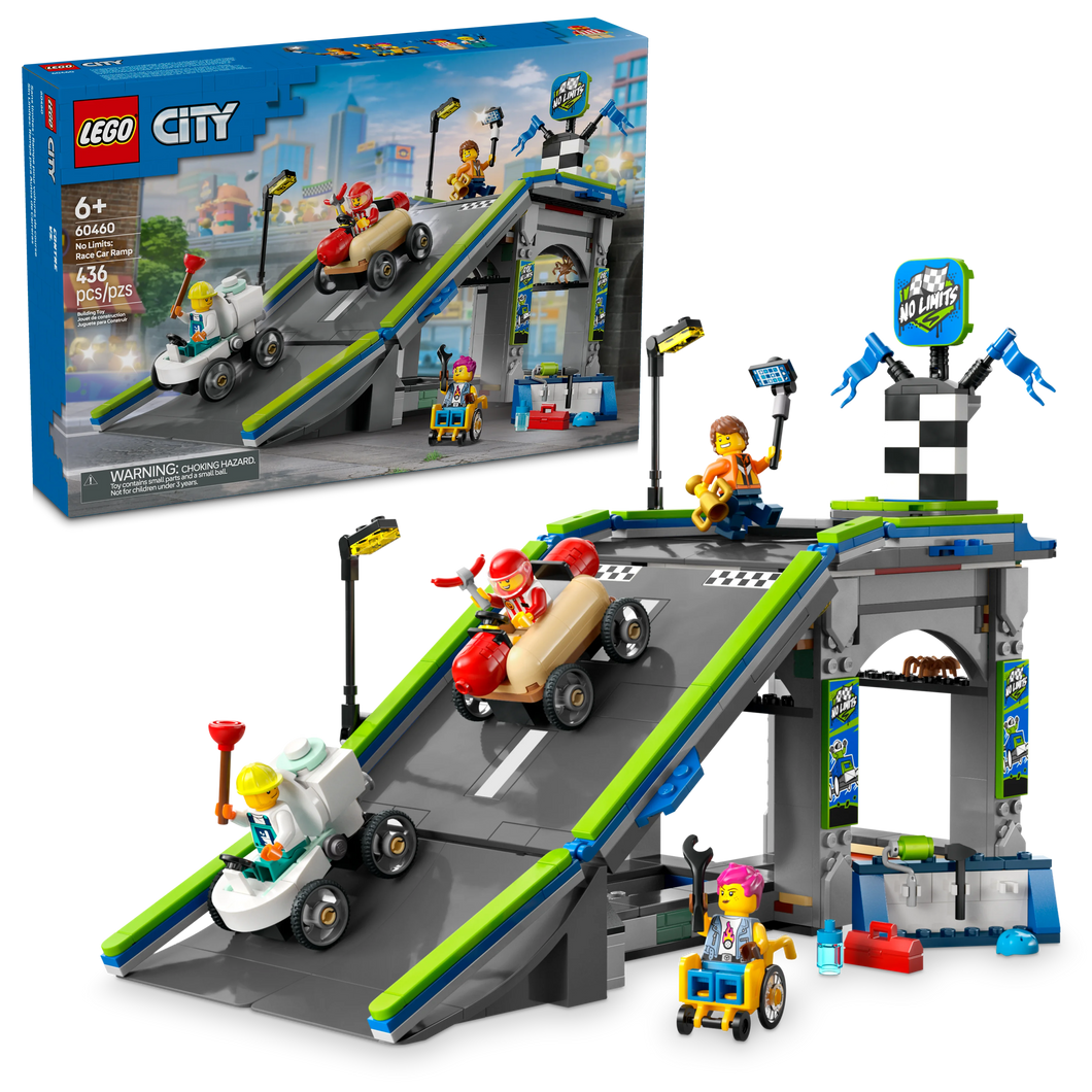 LEGO® City No Limits: Race Car Ramp Track Toy Soapbox-Racing Set with Driver Minifigures 60460