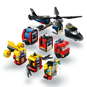 LEGO® City Helicopter, Fire Truck & Submarine Remix Toy Building Set for Kids Aged 7 and up 60462