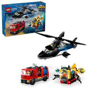 LEGO® City Helicopter, Fire Truck & Submarine Remix Toy Building Set for Kids Aged 7 and up 60462
