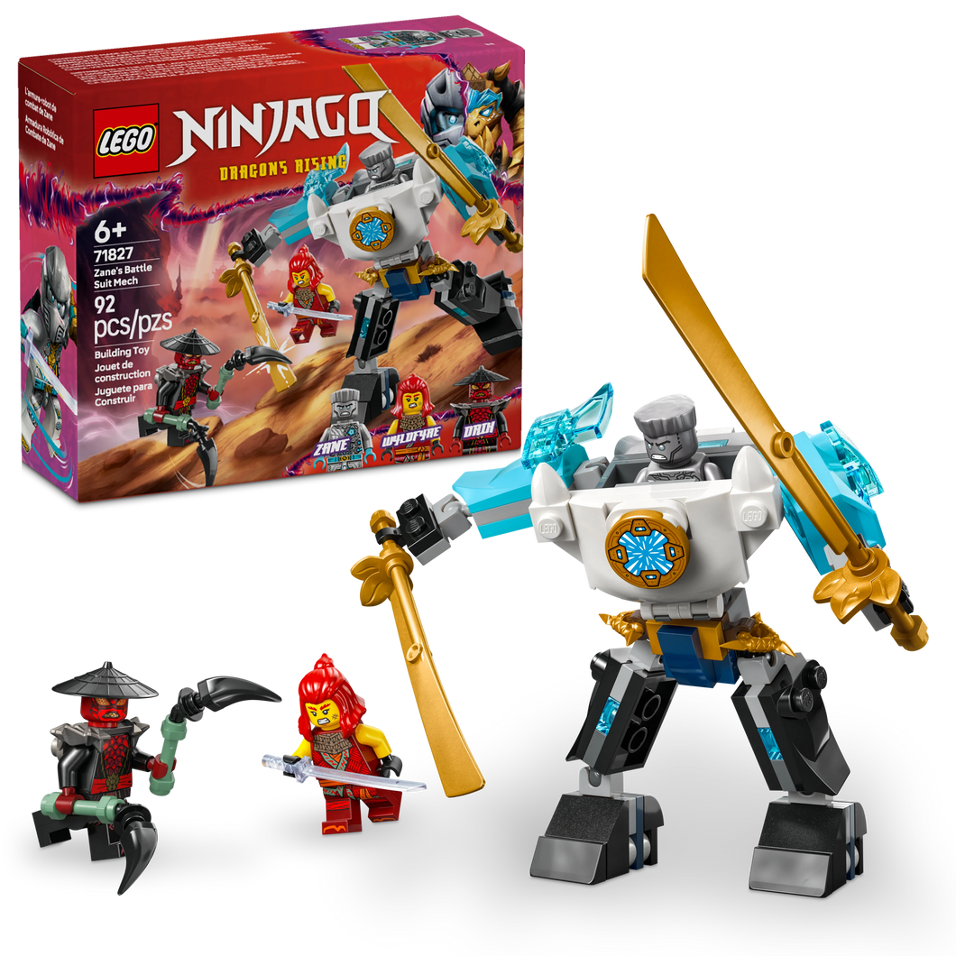 LEGO® NINJAGO® Zane’s Battle Suit Mech Pretend Play Toy Set with 3 Minifigures, Ninja Gift 71827