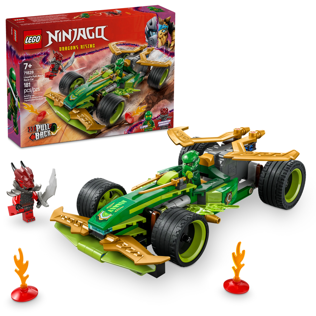 LEGO® NINJAGO® Lloyd’s Pull-Back Race Car Toy Pretend Play Building Kit 71828