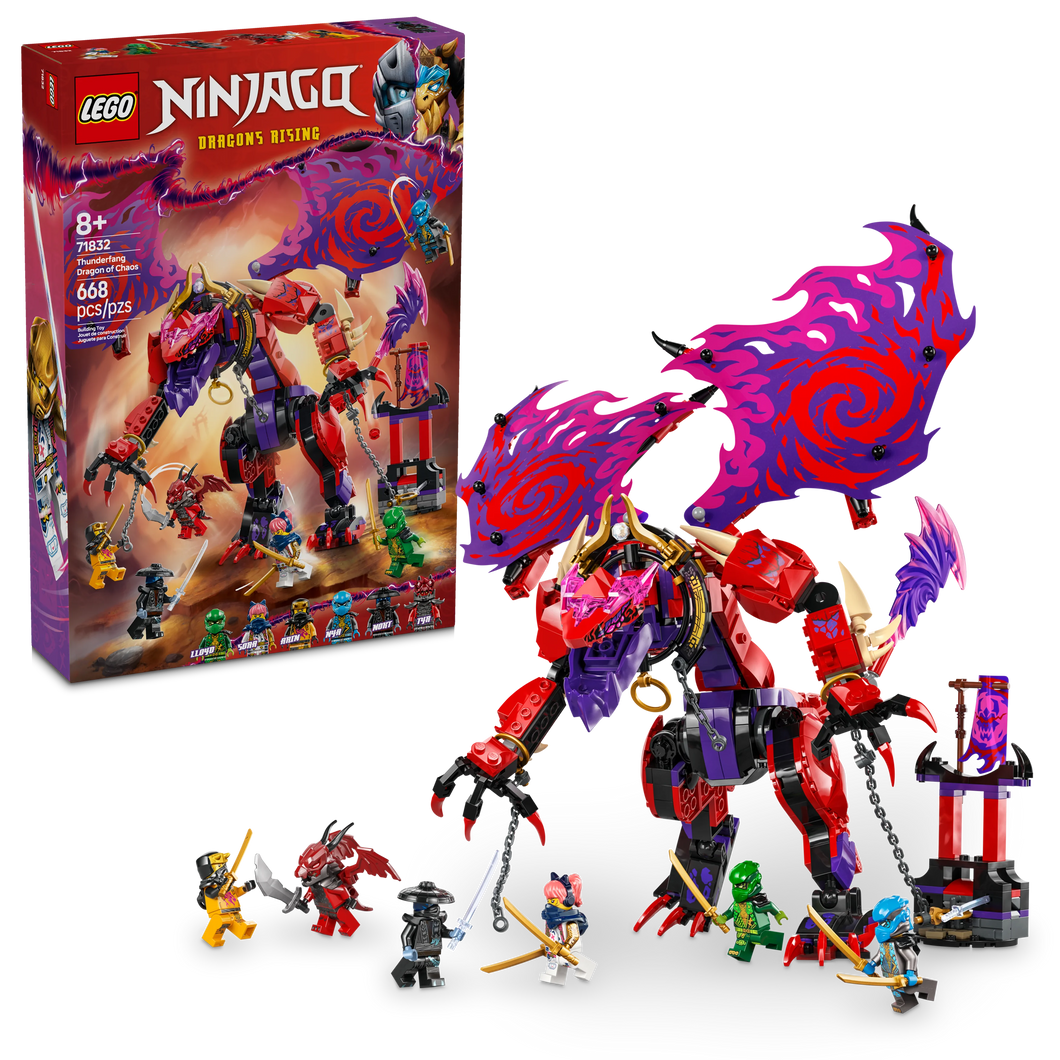 LEGO® NINJAGO® Thunderfang Dragon of Chaos Ninja Toy Set, Battle Playset with 6 Minifigures 71832