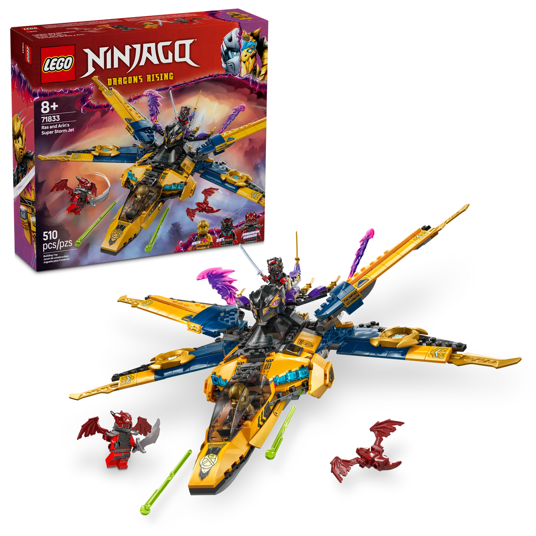 LEGO® NINJAGO® Ras and Arin’s Super Storm Jet Toy Building Set for Kids with 3 Minifigures 71833