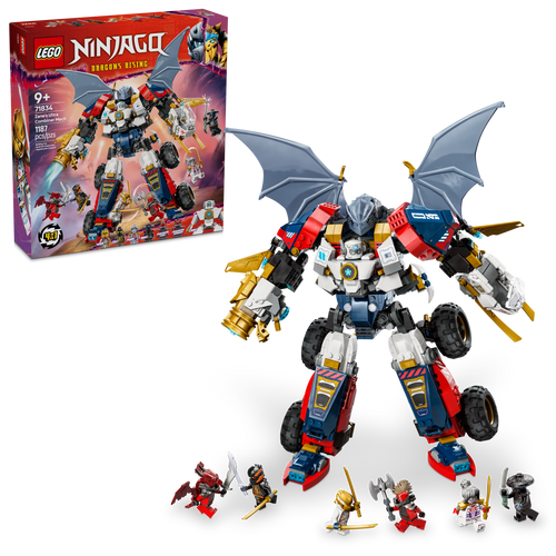 LEGO® NINJAGO® Zane’s Ultra Combiner Mech Toy, 4-in-1 Building Set with Car, Jet and Dragon 71834