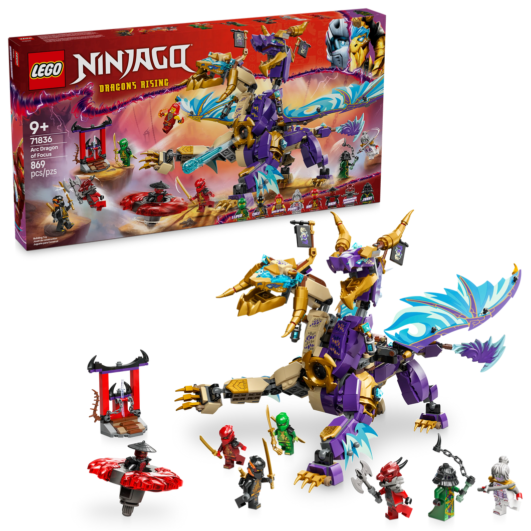 LEGO® NINJAGO® Arc Dragon of Focus Ninja Toy Set, Battle Playset with 8 Minifigures 71836