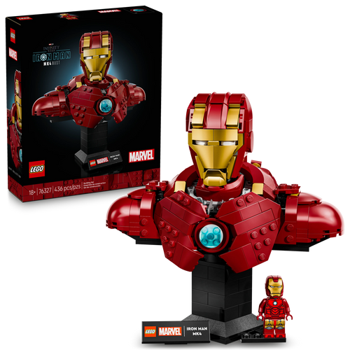 LEGO® ǀ Marvel Iron Man MK4 Bust, Buildable Model for Adults with Minifigure, Collectible Gift 76327
