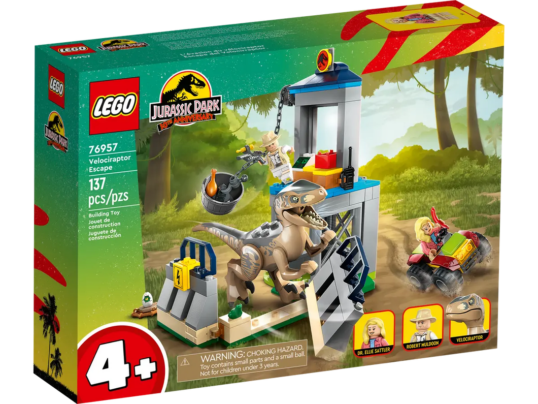 LEGO Jurassic Park Velociraptor Escape 76957 Learn to Build Dinosaur Toy
