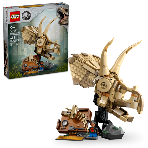 LEGO® Jurassic World Dinosaur Fossils: Triceratops Skull Model Playset, Building Kit Display 76969