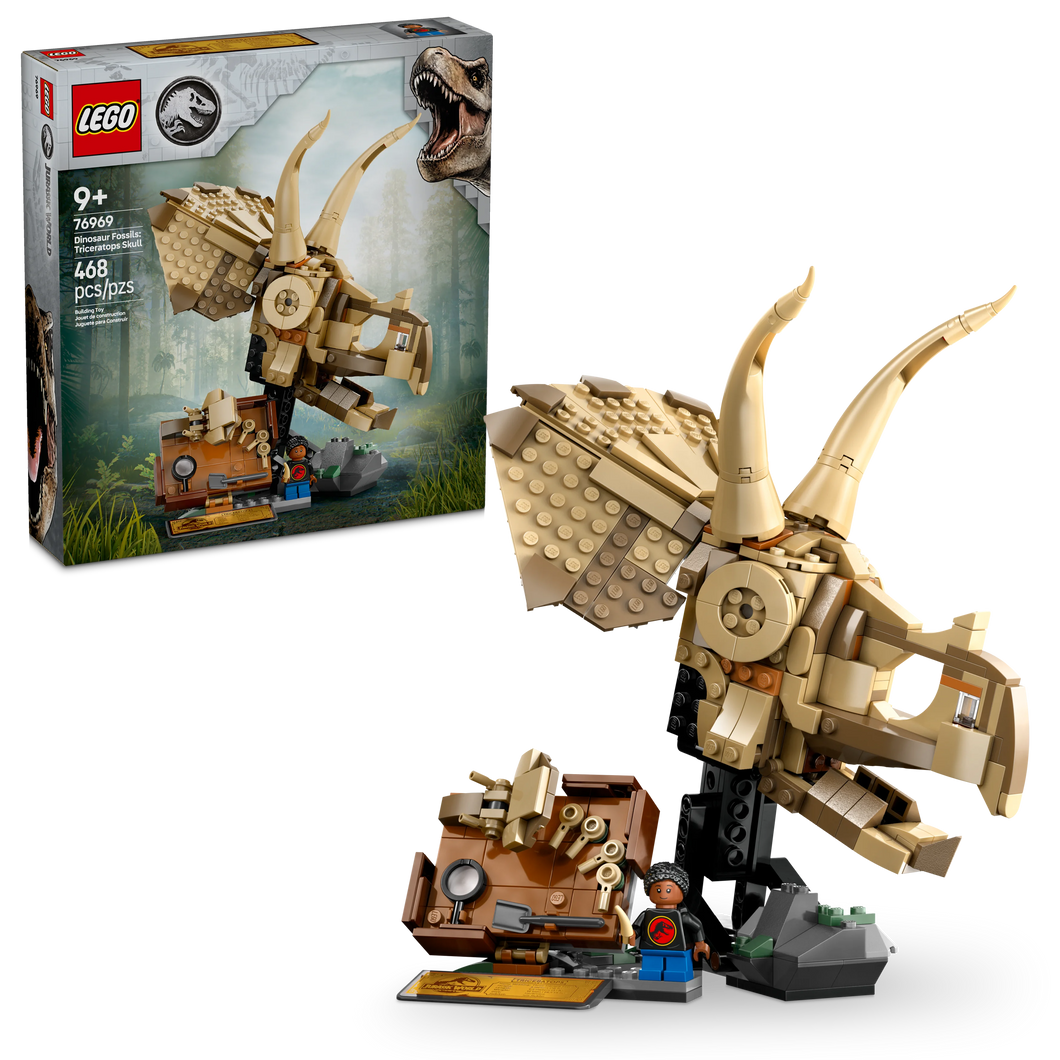 LEGO® Jurassic World Dinosaur Fossils: Triceratops Skull Model Playset, Building Kit Display 76969