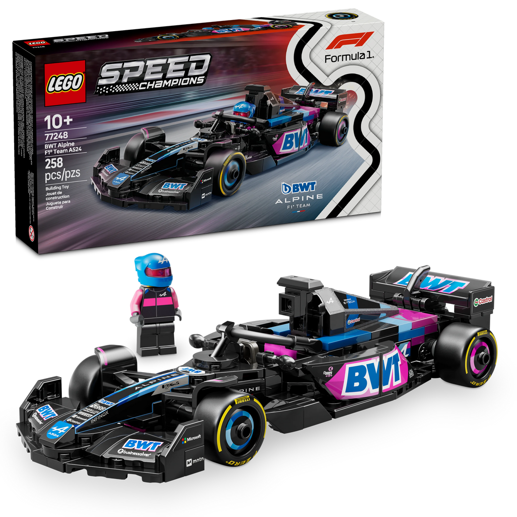 LEGO® Speed Champions BWT Alpine F1® Team A524 Race Car, Toy Vehicle and Driver Set 77248