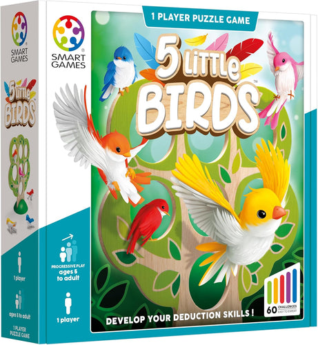 Smart Games - 5 Little Birds - Educational Brainstorming - Multi-Level Strategy Game and Skill Building - Logic and Thinking Game - 5 Years +