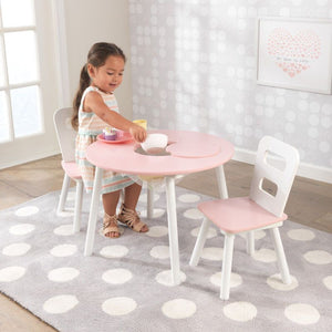 KidKraft Round Storage Table and Chair Set - Pink & White