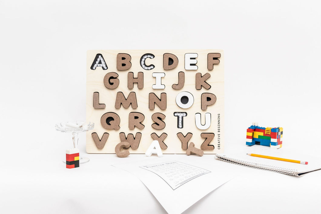 Creative Beginnings Alphabet Puzzle - Chalkboard Base With Tracers