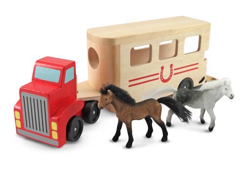 Melissa and Doug Horse Carrier Wooden Vehicles Play Set - All-Star Learning Inc. - Proudly Canadian