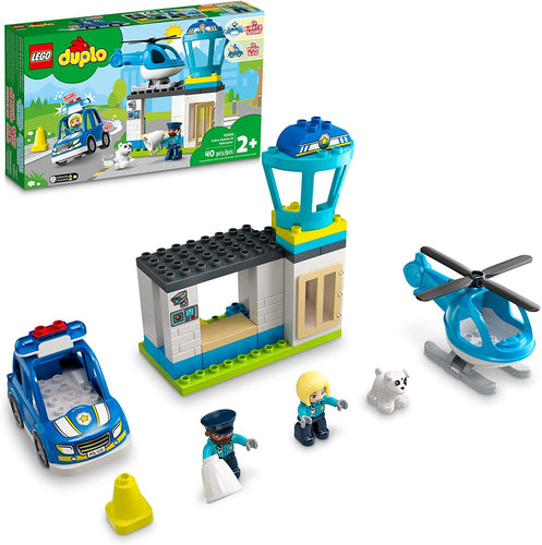 LEGO DUPLO Rescue Police Station & Helicopter 10959 Building Toy Playset; Police Car and Helicopter; for Ages 2+ (40 Pieces)